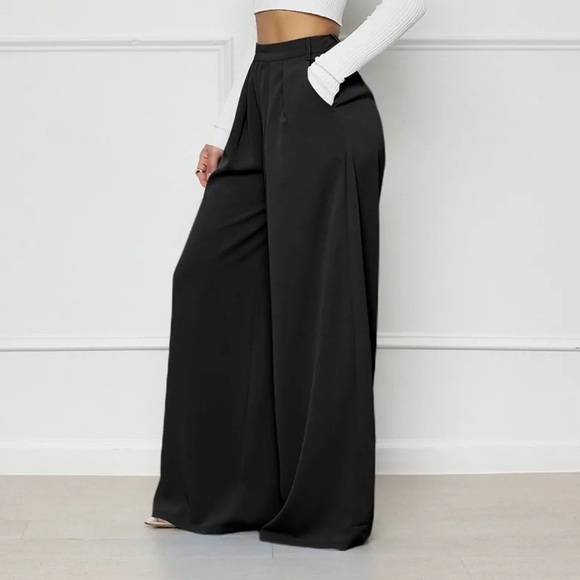 Joie black silk pants wide leg palazzo - Picture 10 of 14